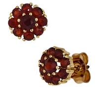 Ohrstecker Blume 375 Gold Gelbgold 18 Granate rot Ohrringe Granatohrstecker