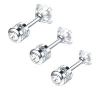 Ohrstecker Damen,3er Ohrringe beidseitig mit Zirkonia Kristall Stein 3mm 4mm 5mm, 18k vergoldet,Set Stecker Diamant Ohrringe Damen Männer,Hypoallergen Sleeper Stud Set,Silber