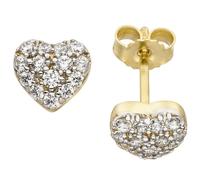 Ohrstecker Herz 375 Gold Gelbgold bicolor 28 Zirkonia Ohrringe Herzohrstecker