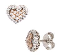 Ohrstecker Herz 585 Gold Weißgold Rotgold 60 Diamanten Brillanten Ohrringe