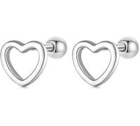 Ohrstecker Herz Damen, Ohrringe Stecker Silber 925 Sterling Silber Mit Schraubverschluss, Titan Helix Piercings Ohr Silberohrringe Silberne Ohrringe Modeschmuck Geschenke für Teenager Mädchen