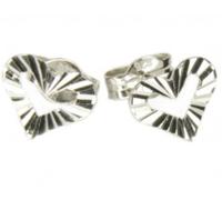 Ohrstecker, Herz diamantiert, Silber 925, hochwertig rhodiniert