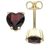 Jobo Damen Ohrstecker Herz Herzen 333 Gold Gelbgold 2 Granate rot Ohrringe Granatohrstecker