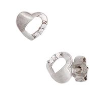 Ohrstecker Herz Herzen 925 Sterling Silber mattiert 6 Zirkonia Ohrringe