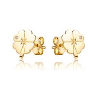 Ohrstecker Kleine Kleeblatt Ohrringe Aus 14 Karat 585 Gelbgold Mit Einem Zirkonia