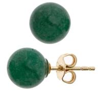 Ohrstecker Kugel 333 Gold Gelbgold 2 Aventurine grün Ohrringe Goldohrstecker