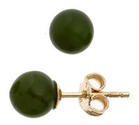 Ohrstecker Kugel 333 Gold Gelbgold 2 Jade Steine grün Ohrringe Goldohrstecker