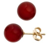 Ohrstecker Kugel 333 Gold Gelbgold 2 Karneole rot Ohrringe Goldohrstecker