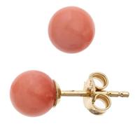 Ohrstecker Kugel 333 Gold Gelbgold 2 Korallen rosa rosé Ohrringe Goldohrstecker