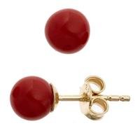 Ohrstecker Kugel 333 Gold Gelbgold 2 Korallen rot Ohrringe Goldohrstecker