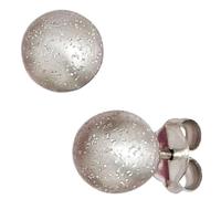 Ohrstecker Kugel 925 Silber mattiert mit Glitzereffekt Ohrringe Kugelohrstecker