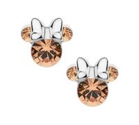 Ohrstecker Minnie-Maus mit Geburtsstein, Disney für Mädchen, Silber, Disney-Schmuck, verziert mit Zirkonia, Rose