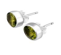 Ohrstecker mit seltenem, natürlichem Peridot (10 x 6 mm) |, versilbert | Ovaler, facettierter Solitär-Ohrstecker im minimalistischen Stil, unisex | LK_VSTD_0707