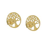 Ohrstecker Ohrring 10mm Lebensbaum filigran glänzend 9Kt GOLD