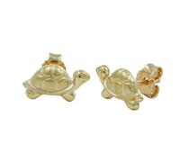 Ohrstecker Ohrring 10x6mm Schildkröte matt-glänzend 9Kt GOLD