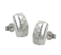 Ohrstecker Ohrring 10x6mm Viereck Waffelmuster matt-glänzend Silber 925