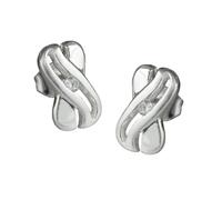Ohrstecker Ohrring 10x6mm X-Form mit Zirkonia glänzend Silber 925