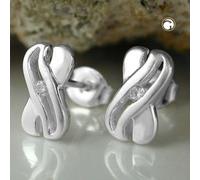 Ohrstecker Ohrring 10x6mm X-Form mit Zirkonia glänzend Silber 925