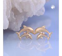 Ohrstecker Ohrring 10x7mm Delfin-Pärchen matt-glänzend 9Kt GOLD