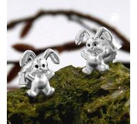 Ohrstecker Ohrring 11x9mm Kinderohrring kleiner Hase matt-glänzend Silber 925