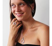 Ohrstecker Ohrring 30x20mm Zirkonias mattiert rhodiniert Silber 925