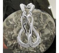 Ohrstecker Ohrring 36x10mm glänzend mit Zirkonias Silber 925