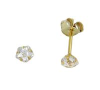 Ohrstecker Ohrring 4mm Zirkonia in Blumenform 9Kt GOLD