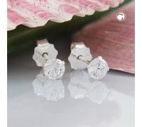 Ohrstecker Ohrring 4mm Zirkonia rund gefasst Silber 925