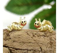 Ohrstecker Ohrring 4x8mm Wurm matt-glänzend farbig 9Kt GOLD