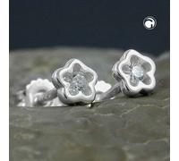 Ohrstecker Ohrring 5mm Kinderohrring Blume mit Zirkonia Silber 925