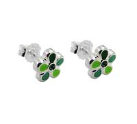 Ohrstecker Ohrring 6,5mm Kinderohrring Blume grün-lackiert Silber 925