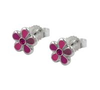 Ohrstecker Ohrring 6,5mm Kinderohrring Blume pink-lackiert Silber 925