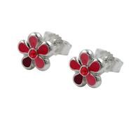 Ohrstecker Ohrring 6,5mm Kinderohrring Blume rot-lackiert Silber 925