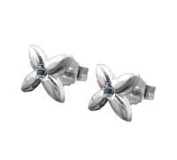 Ohrstecker Ohrring 6,5x6,5mm kleine Blüte mit synthetischem Spinell aqua Silber 925