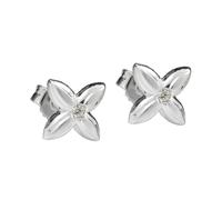 Ohrstecker Ohrring 6,5x6,5mm kleine Blüte Zirkonia weiß Silber 925