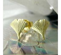 Ohrstecker Ohrring 6,5x6mm Ginkgoblatt matt 9Kt GOLD