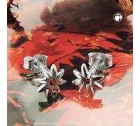 Ohrstecker Ohrring 6mm Blume glänzend mit Zirkonia rot-orange Silber 925