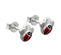 Ohrstecker Ohrring 6mm Kinderohrring Marienkäfer auf Blume Silber 925