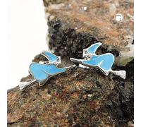 Ohrstecker Ohrring 6x12mm Kinderohrring Hexe blau-emailliert Silber 925