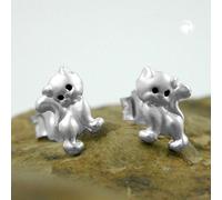 Ohrstecker Ohrring 6x5mm Kinderohrring Katze matt-glänzend Silber 925