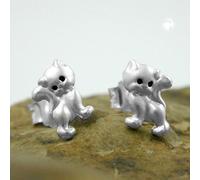Ohrstecker Ohrring 6x5mm Kinderohrring Katze matt-glänzend Silber 925