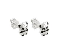 Ohrstecker Ohrring 6x5mm kleiner Pandabär glänzend schwarz lackiert Silber 925