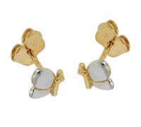 Ohrstecker Ohrring 6x5mm Schmetterling bicolor glänzend 9Kt GOLD