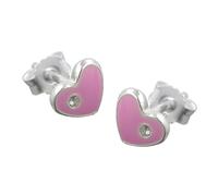 Ohrstecker Ohrring 6x7mm Kinderohrring Herz pink lackiert Silber 925