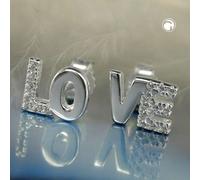 Ohrstecker Ohrring 6x7mm Zirkonia LOVE Silber 925