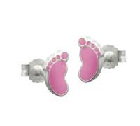 Ohrstecker Ohrring 7x4mm Kinderohrring Fuß rosa lackiert Silber 925