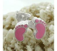 Ohrstecker Ohrring 7x4mm Kinderohrring Fuß rosa lackiert Silber 925
