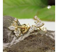 Ohrstecker Ohrring 7x6mm Fantasie Bogen mit Zirkonias 9Kt GOLD