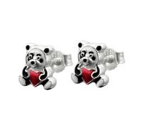 Ohrstecker Ohrring 7x6mm Kinderohrring Panda Bär farbig lackiert Silber 925