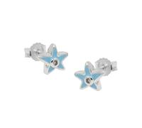 Ohrstecker Ohrring 7x6mm Kinderohrring Stern hellblau Zirkonia pink Silber 925